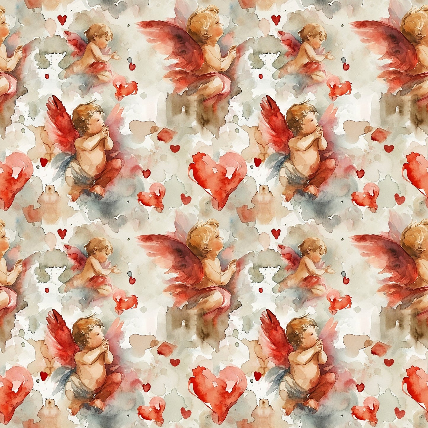 Valentines Cupids Pattern 5 Quilting Cotton Fabric