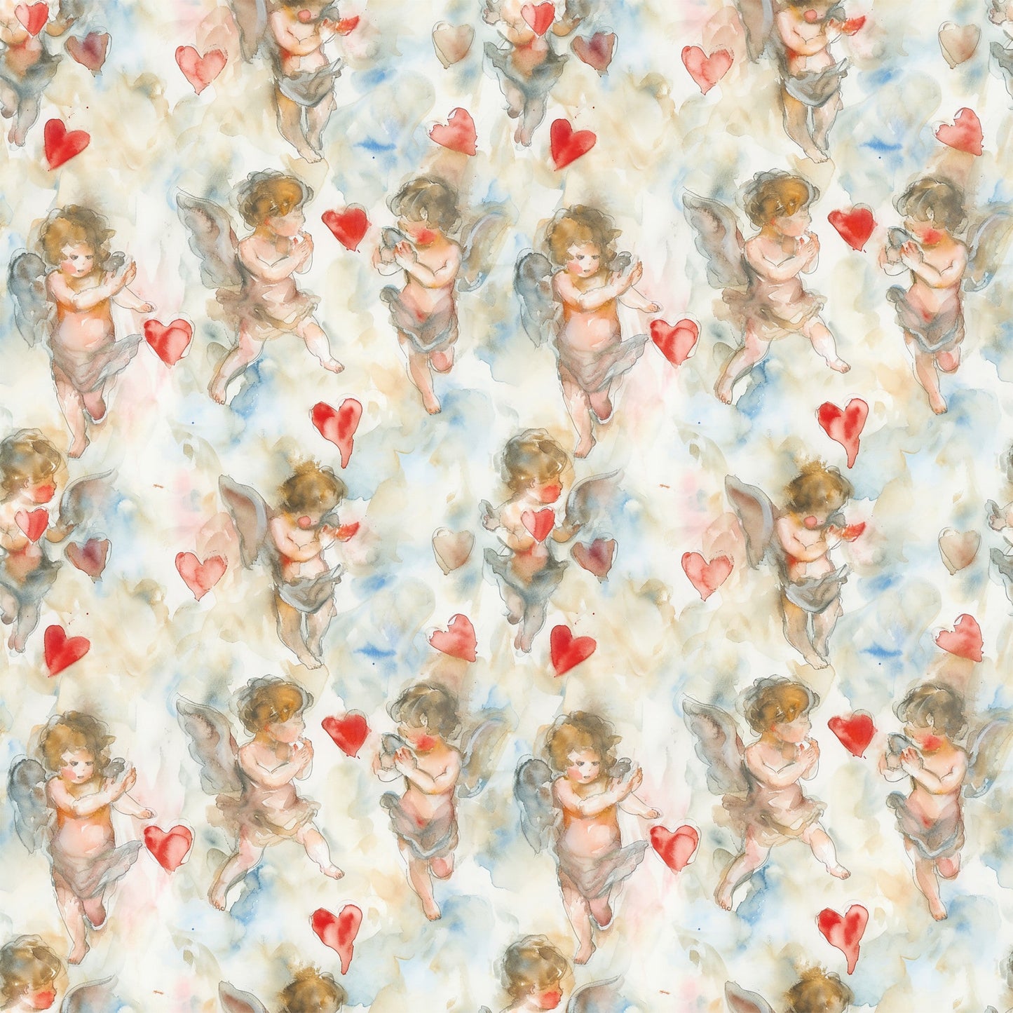 Valentines Cupids Pattern 6 Quilting Cotton Fabric