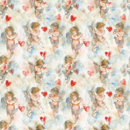Valentines Cupids Pattern 6 Quilting Cotton Fabric