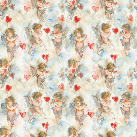 Valentines Cupids Pattern 6 Quilting Cotton Fabric