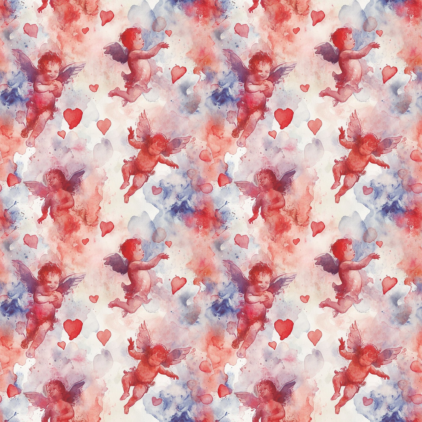 Valentines Cupids Pattern 7 Quilting Cotton Fabric