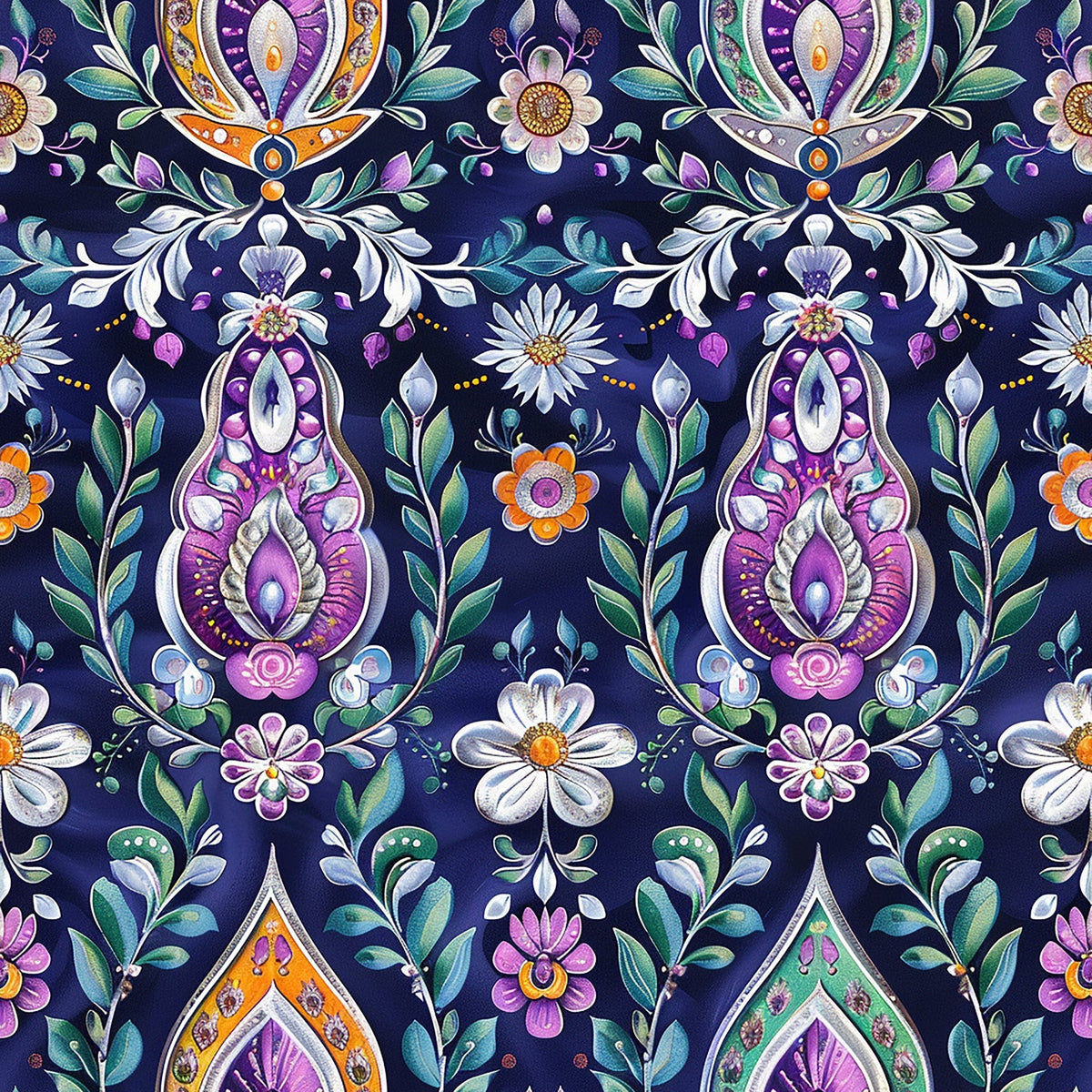 Gilded Boteh Blooms Pattern 10 Minky Fabric