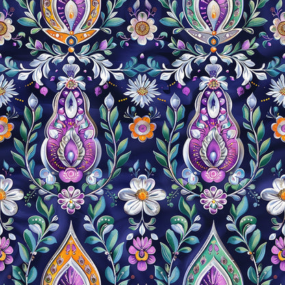 Gilded Boteh Blooms Pattern 10 Minky Fabric