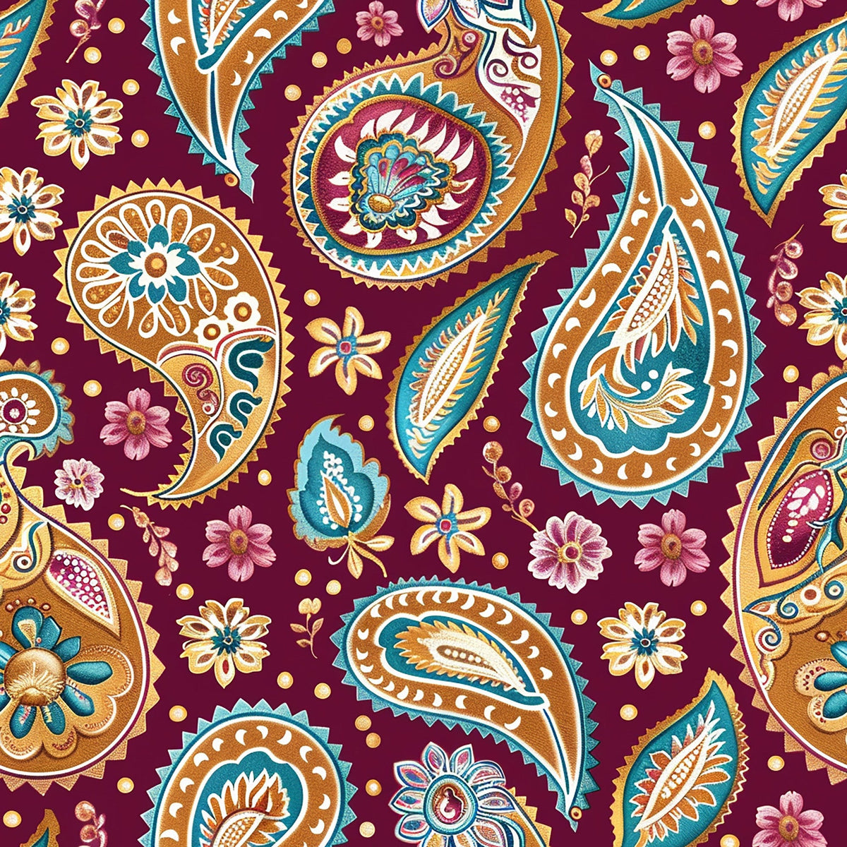 Gilded Boteh Blooms Pattern 1 Minky Fabric