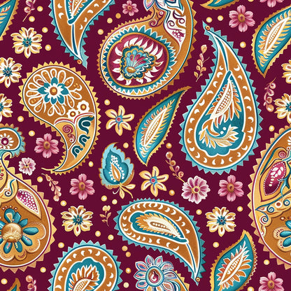 Gilded Boteh Blooms Pattern 1 Minky Fabric