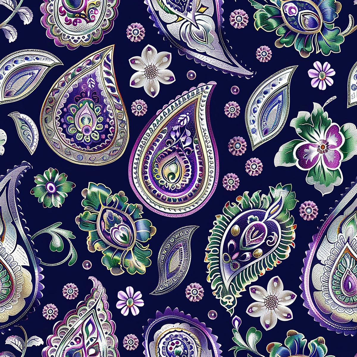 Gilded Boteh Blooms Pattern 3 Minky Fabric
