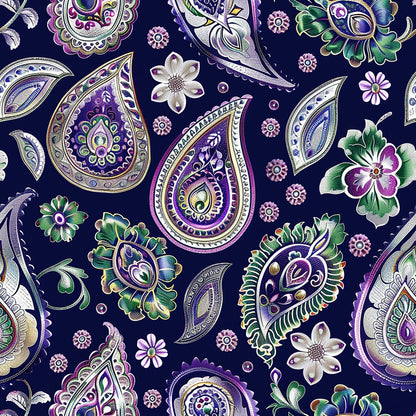 Gilded Boteh Blooms Pattern 3 Minky Fabric