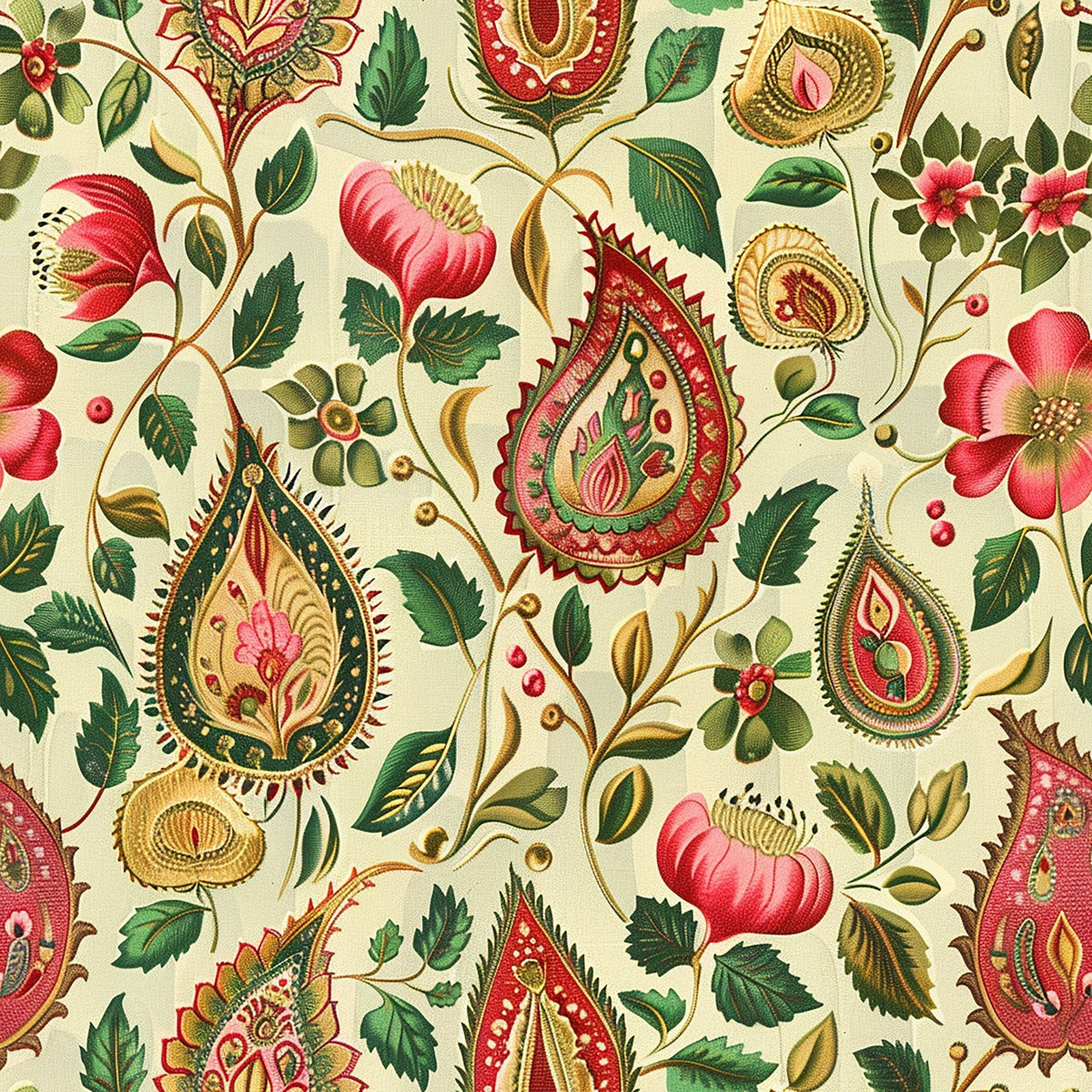 Gilded Boteh Blooms Pattern 5 Minky Fabric