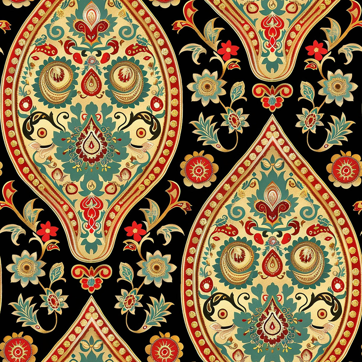Gilded Boteh Blooms Pattern 6 Minky Fabric