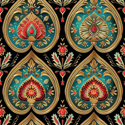Gilded Boteh Blooms Pattern 7 Minky Fabric
