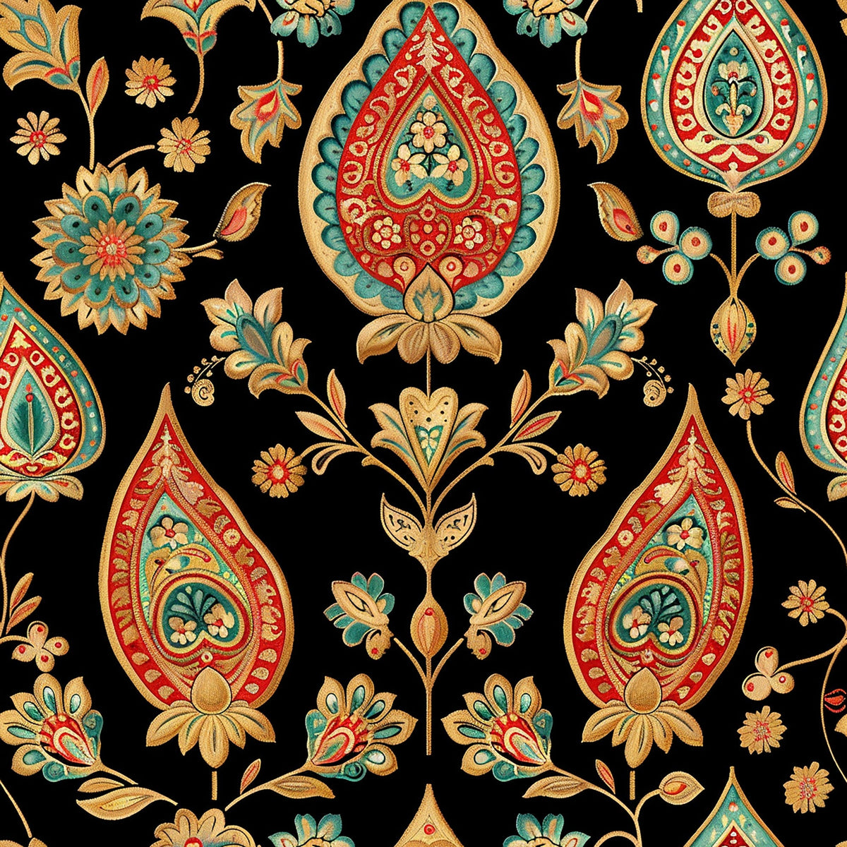 Gilded Boteh Blooms Pattern 8 Minky Fabric