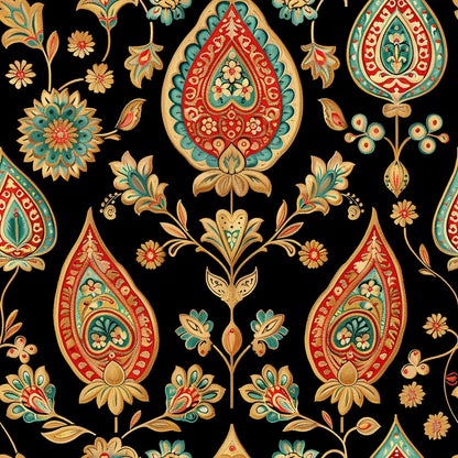 Gilded Boteh Blooms Pattern 8 Minky Fabric