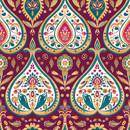 Vermas Ornate Paisley Pattern 9 Quilting Cotton Fabric