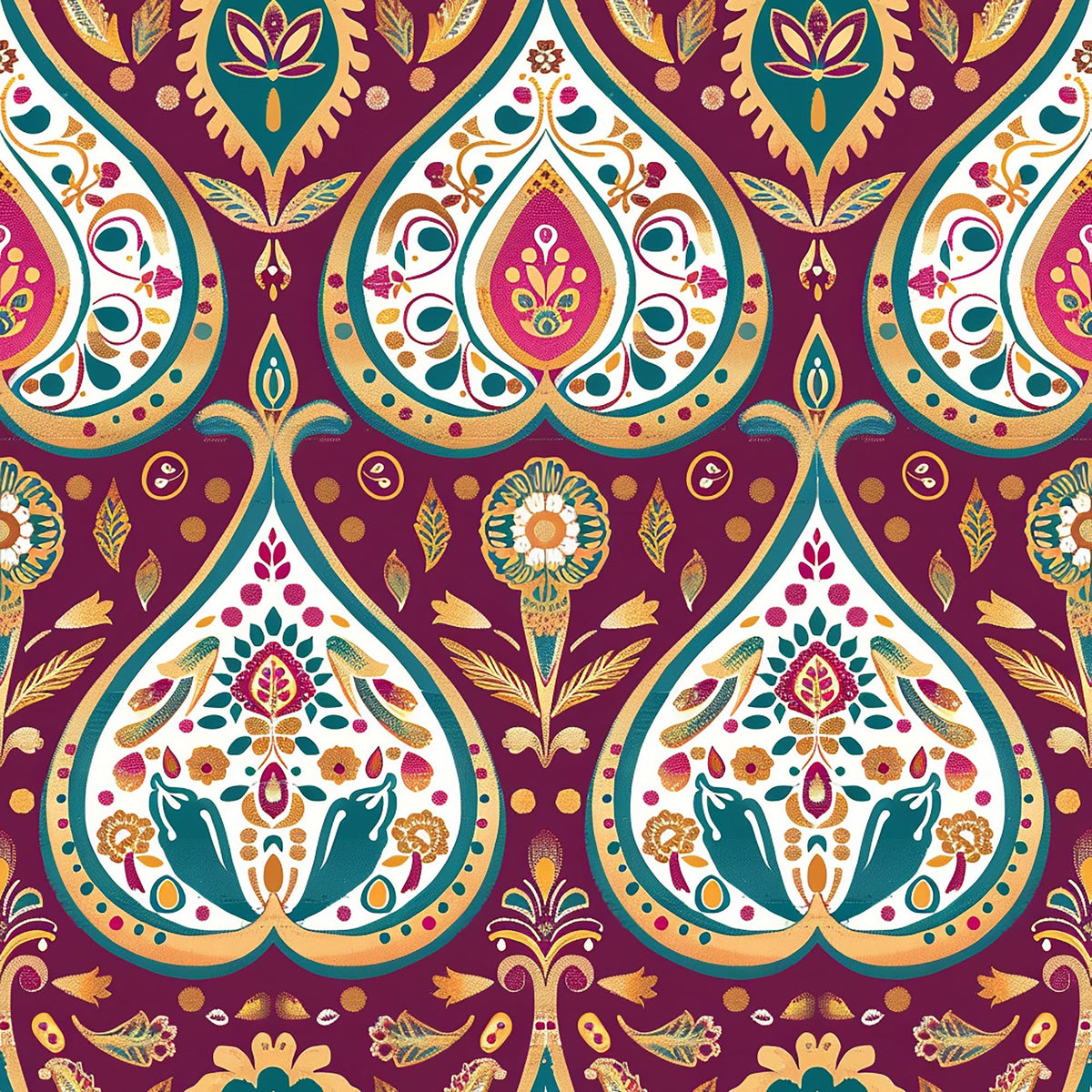 Gilded Boteh Blooms Pattern 9 Minky Fabric