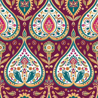 Gilded Boteh Blooms Pattern 9 Minky Fabric