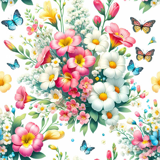 Vibrant Spring Floral Pattern 2 Quilting Cotton Fabric