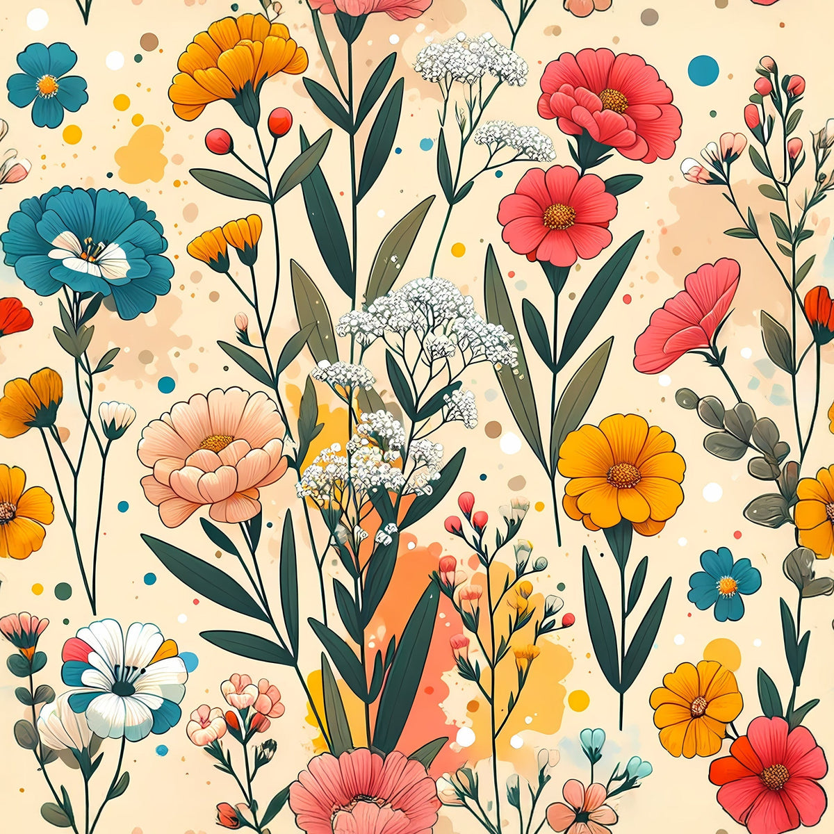 Sunlit Wildflowers Pattern 4 Minky Fabric