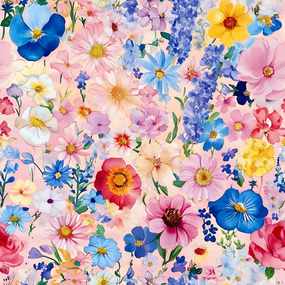 Vibrant Watercolor Floral Pattern 1 Quilting Cotton Fabric