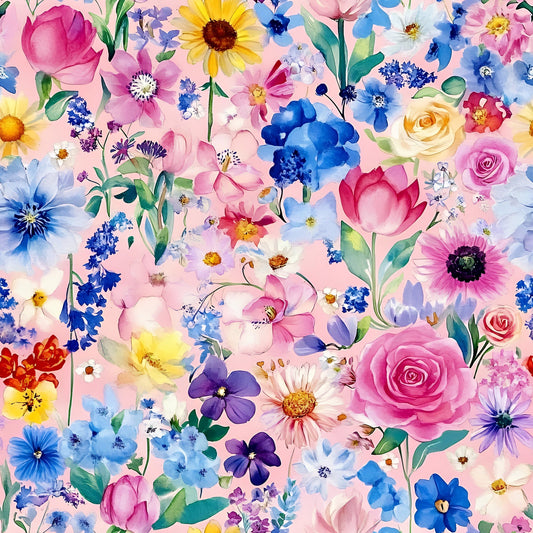 Vibrant Watercolor Floral Pattern 4 Quilting Cotton Fabric
