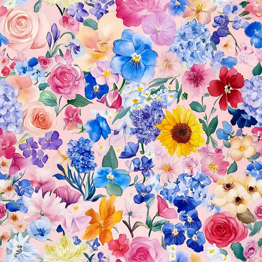 Vibrant Watercolor Floral Pattern 6 Quilting Cotton Fabric