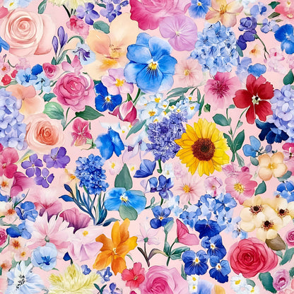 Vibrant Watercolor Floral Pattern 6 Quilting Cotton Fabric