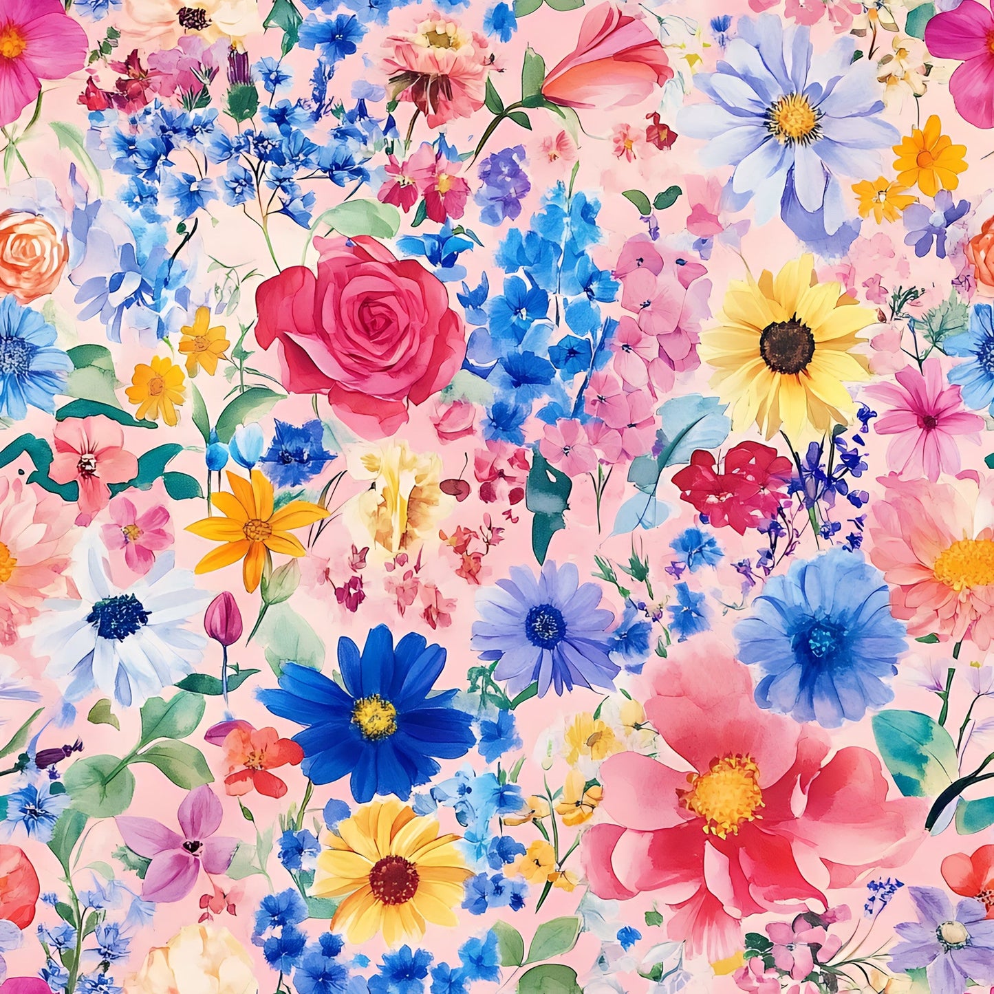 Vibrant Watercolor Floral Pattern 7 Quilting Cotton Fabric