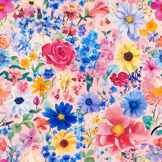 Vibrant Watercolor Floral Pattern 7 Quilting Cotton Fabric