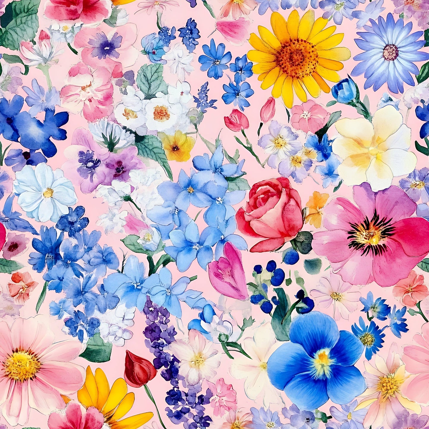 Vibrant Watercolor Floral Pattern 9 Quilting Cotton Fabric
