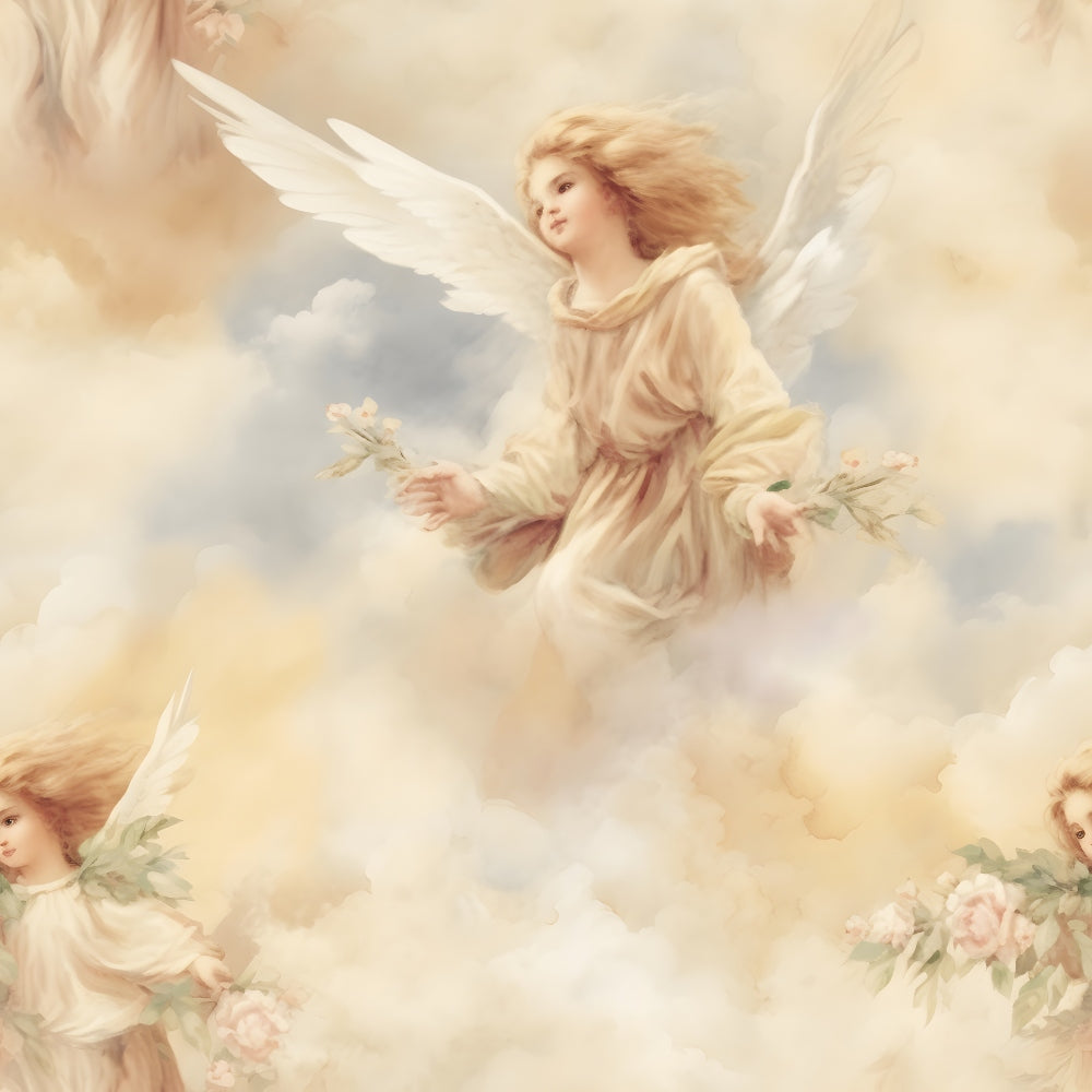 Vintage Angels in Heavenly Skies Pattern 10 Quilting Cotton Fabric