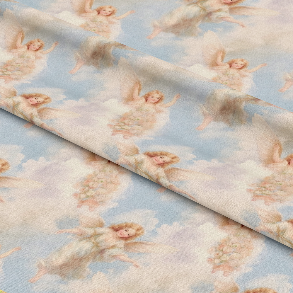 Vintage Angels in Heavenly Skies Pattern 11 Quilting Cotton Fabric