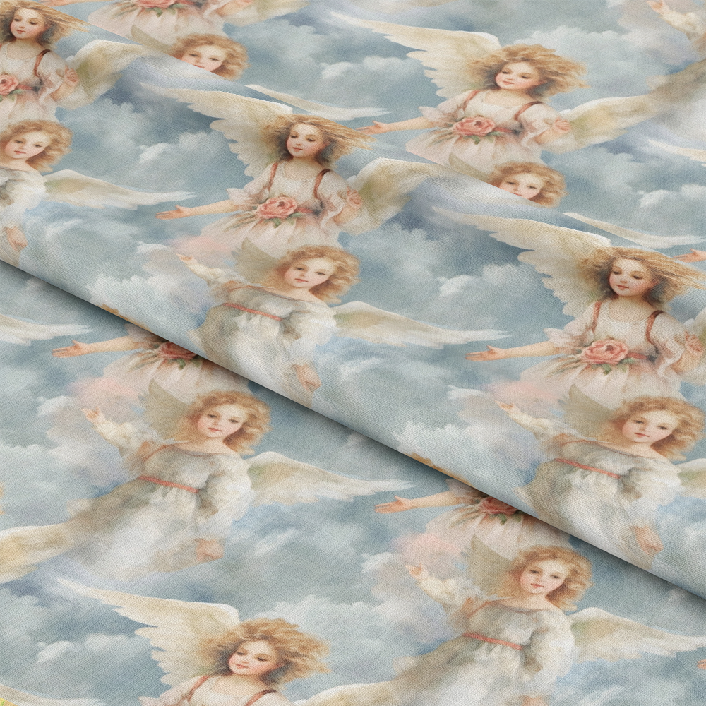 Vintage Angels in Heavenly Skies Pattern 13 Quilting Cotton Fabric