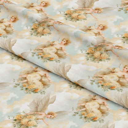 Vintage Angels in Heavenly Skies Pattern 17 Quilting Cotton Fabric