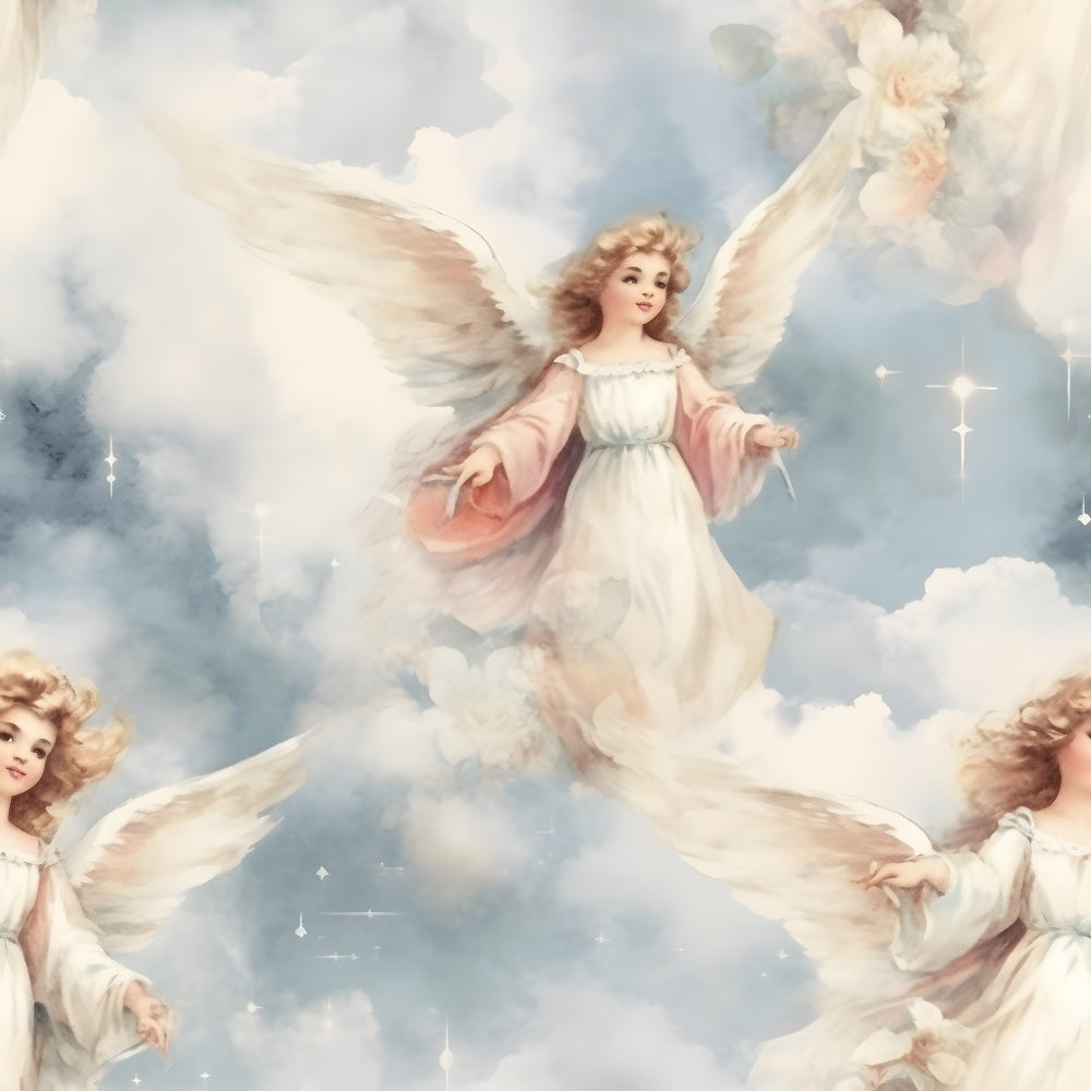 Vintage Angels in Heavenly Skies Pattern 19 Quilting Cotton Fabric