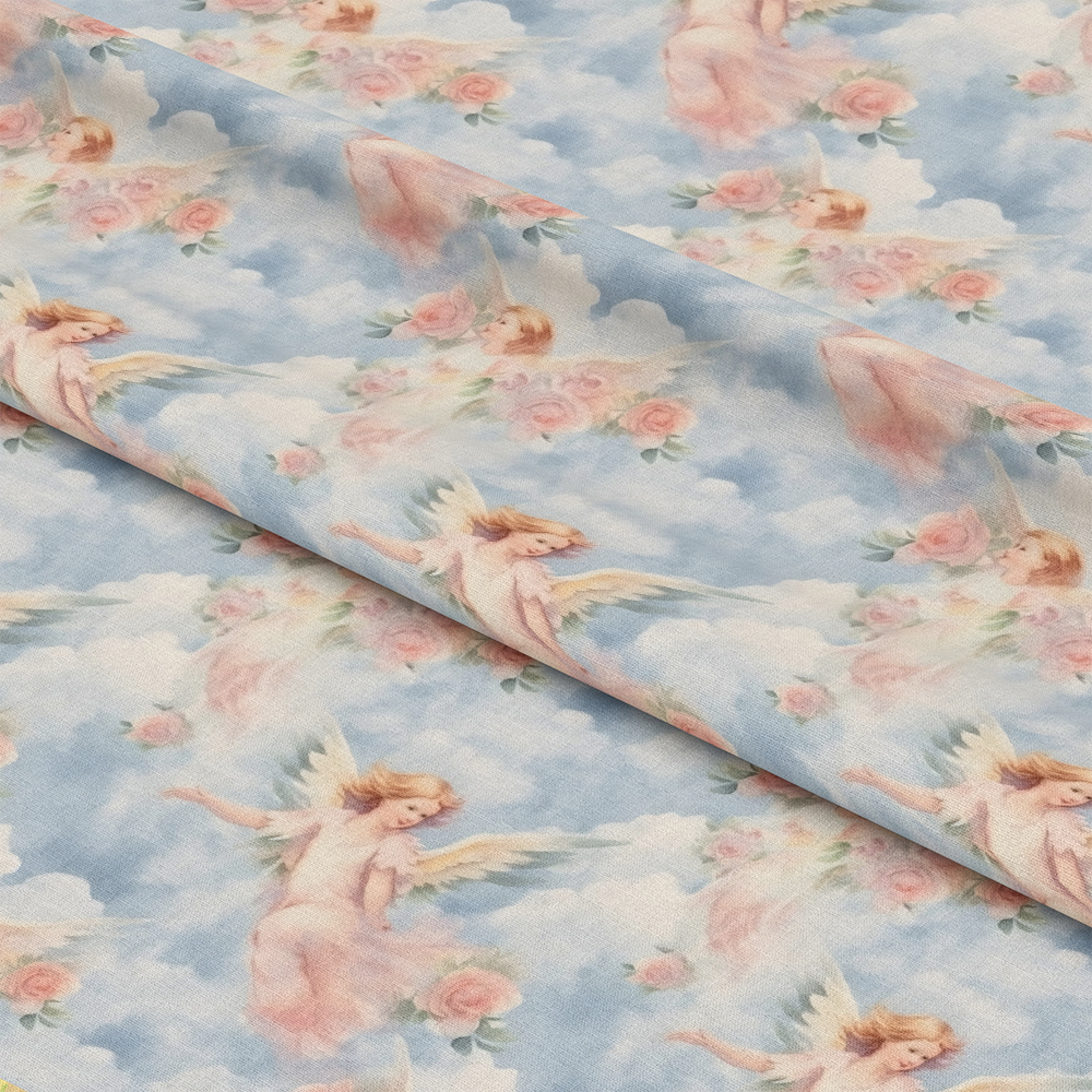 Vintage Angels in Heavenly Skies Pattern 1 Quilting Cotton Fabric