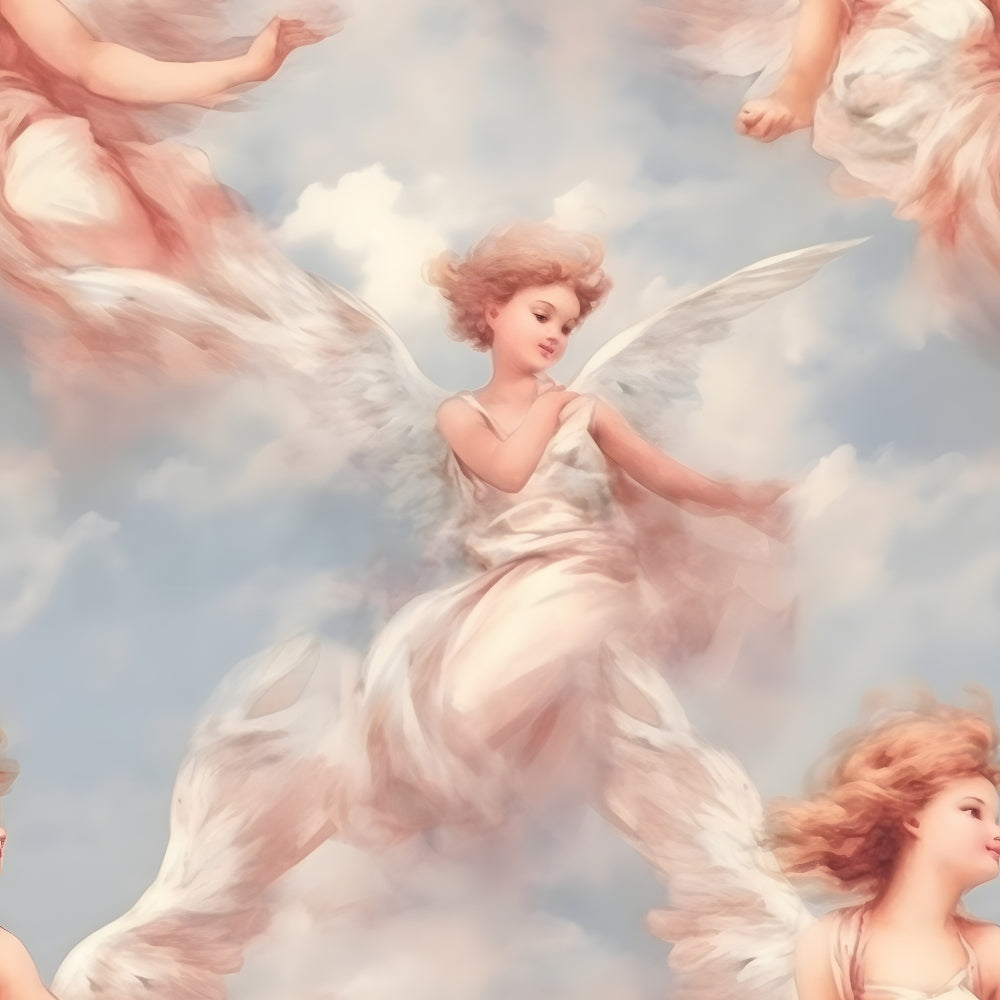 Vintage Angels in Heavenly Skies Pattern 2 Quilting Cotton Fabric