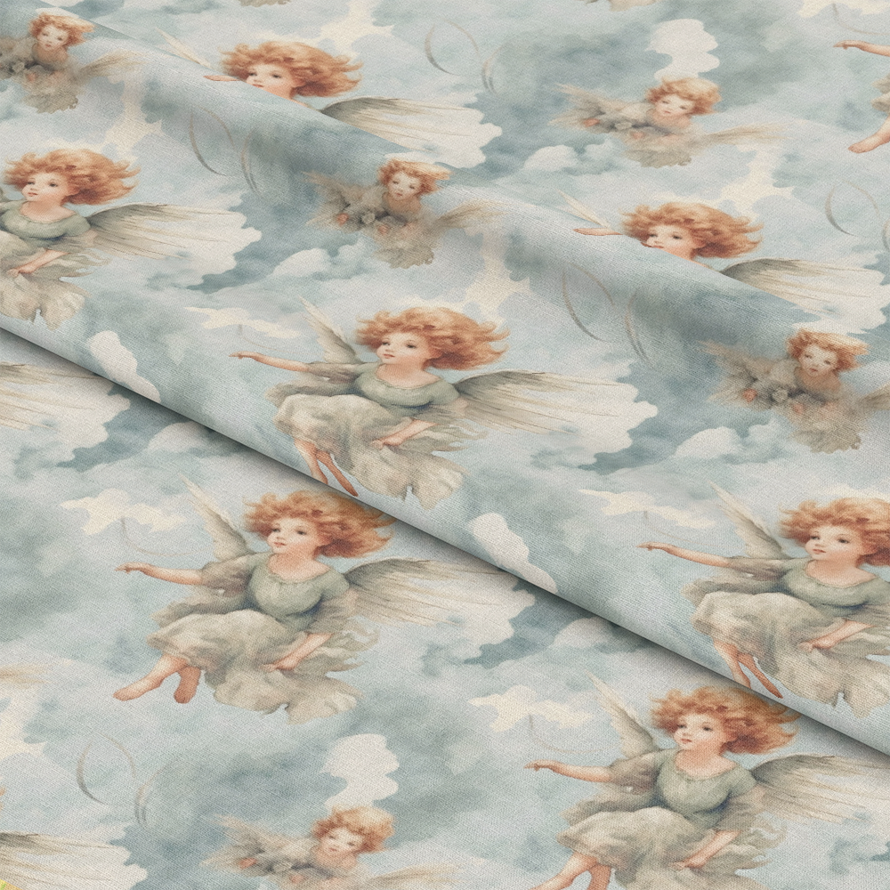 Vintage Angels in Heavenly Skies Pattern 3 Quilting Cotton Fabric