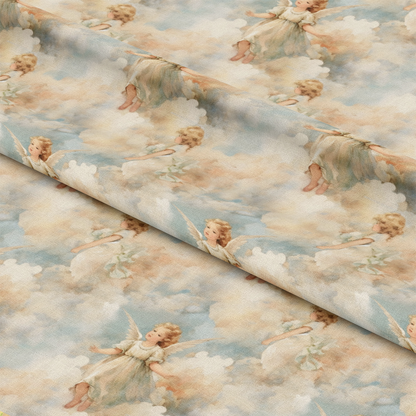 Vintage Angels in Heavenly Skies Pattern 4 Quilting Cotton Fabric
