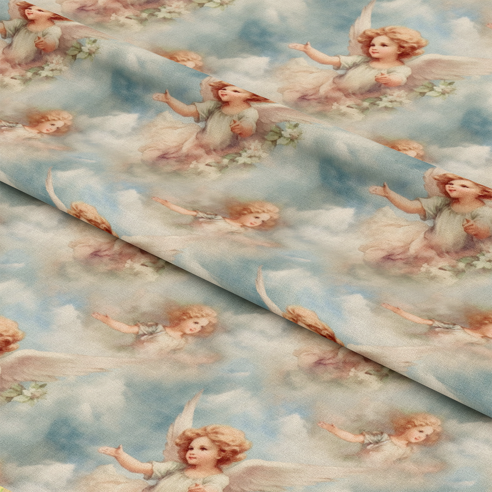 Vintage Angels in Heavenly Skies Pattern 5 Quilting Cotton Fabric