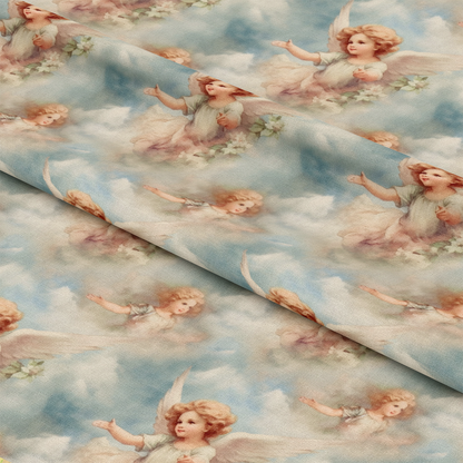 Vintage Angels in Heavenly Skies Pattern 5 Quilting Cotton Fabric