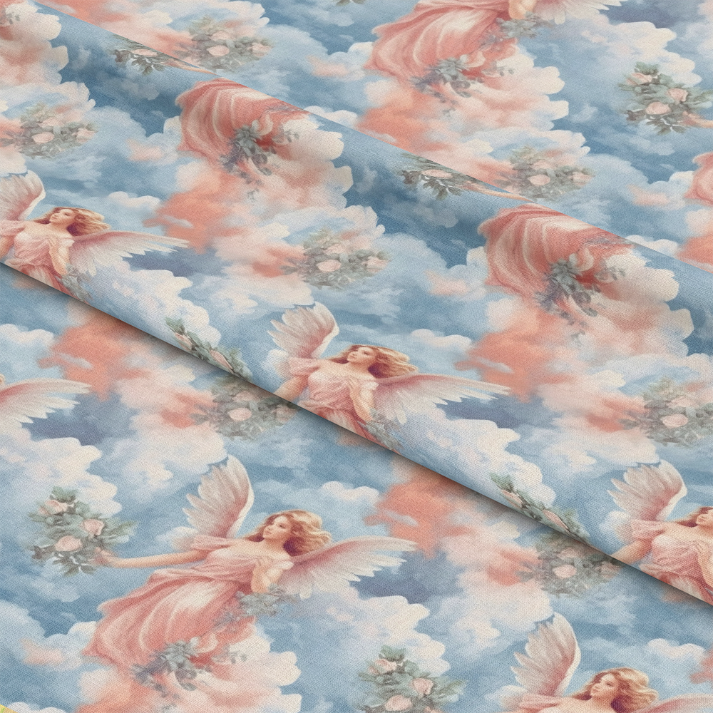 Vintage Angels in Heavenly Skies Pattern 6 Quilting Cotton Fabric