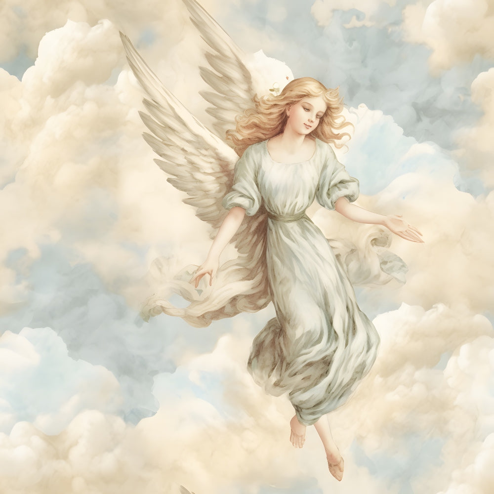 Vintage Angels in Heavenly Skies Pattern 8 Quilting Cotton Fabric