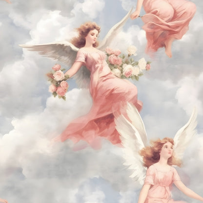 Vintage Angels in Heavenly Skies Pattern 9 Quilting Cotton Fabric