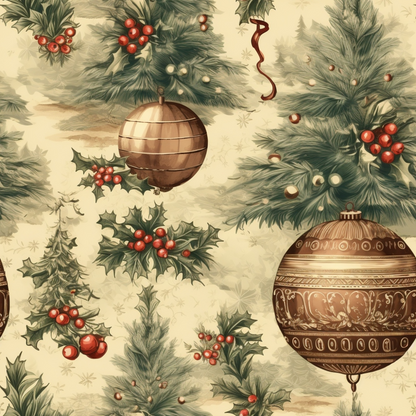 Vintage Christmas Pattern 1 Quilting Cotton Fabric