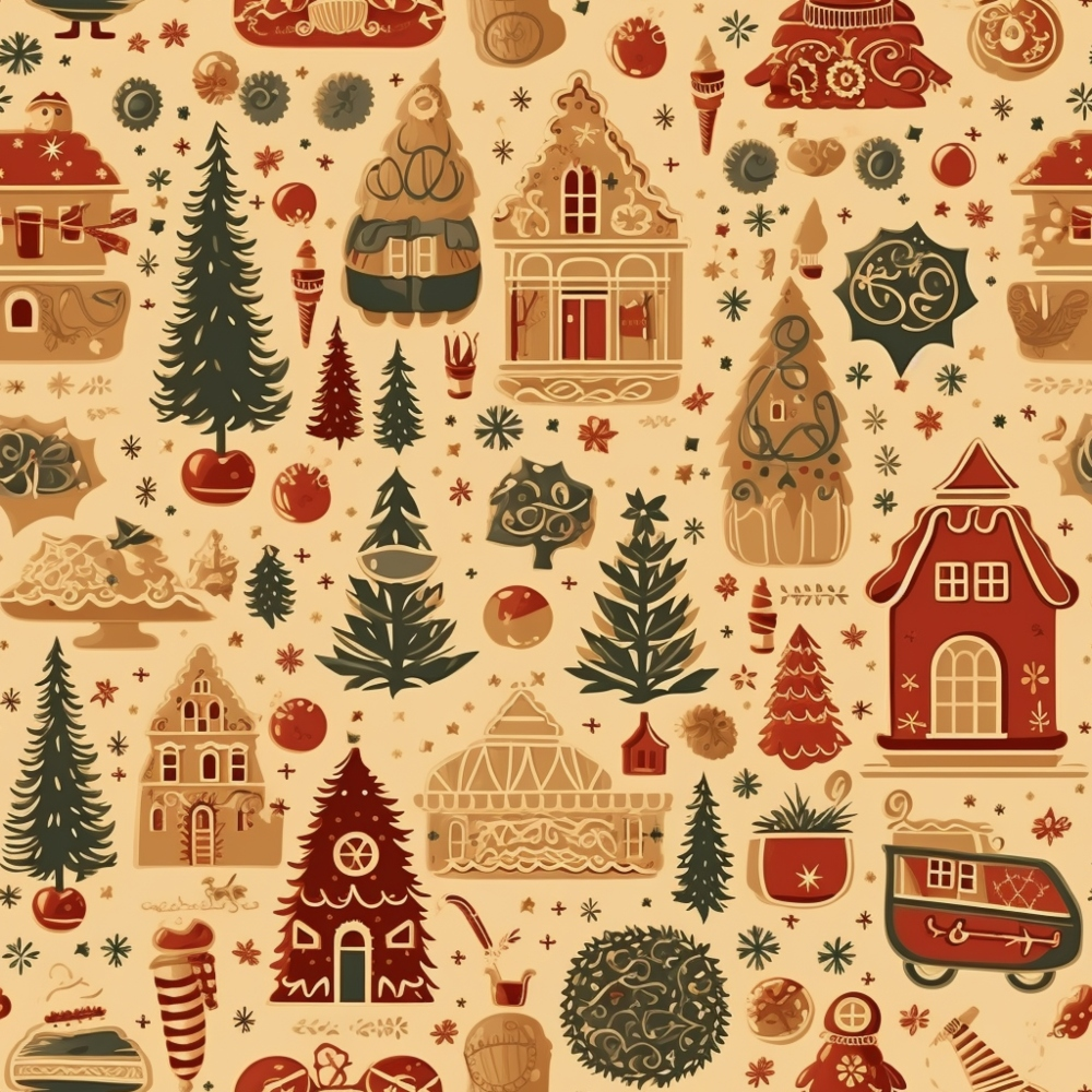 Vintage Christmas Pattern 13 Quilting Cotton Fabric