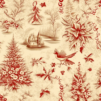 Vintage Christmas Pattern 15 Quilting Cotton Fabric