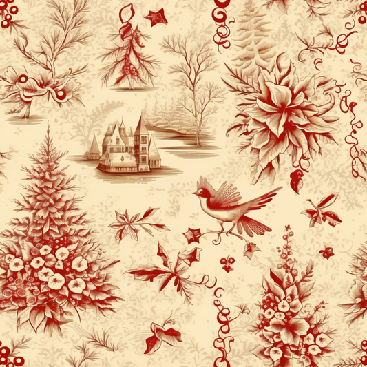 Vintage Christmas Pattern 15 Quilting Cotton Fabric