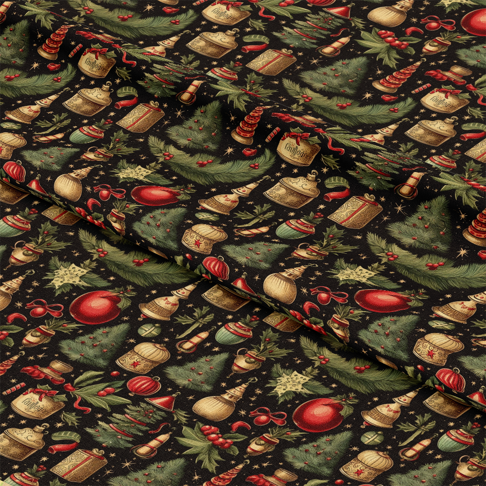 Vintage Christmas Pattern 4 Quilting Cotton Fabric