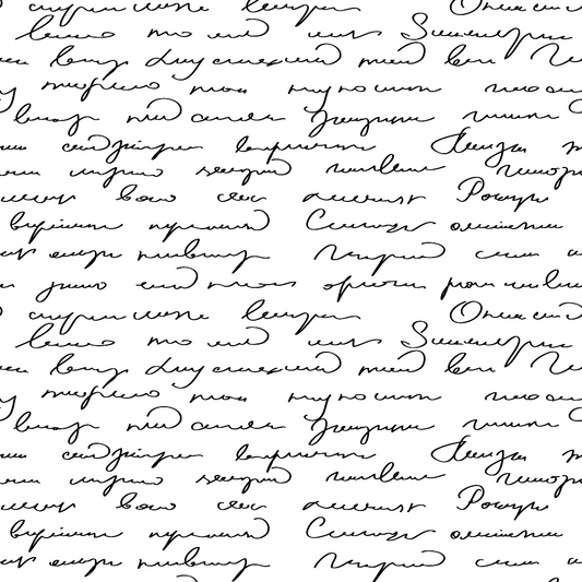 Vintage Handwriting Pattern 12 Quilting Cotton Fabric