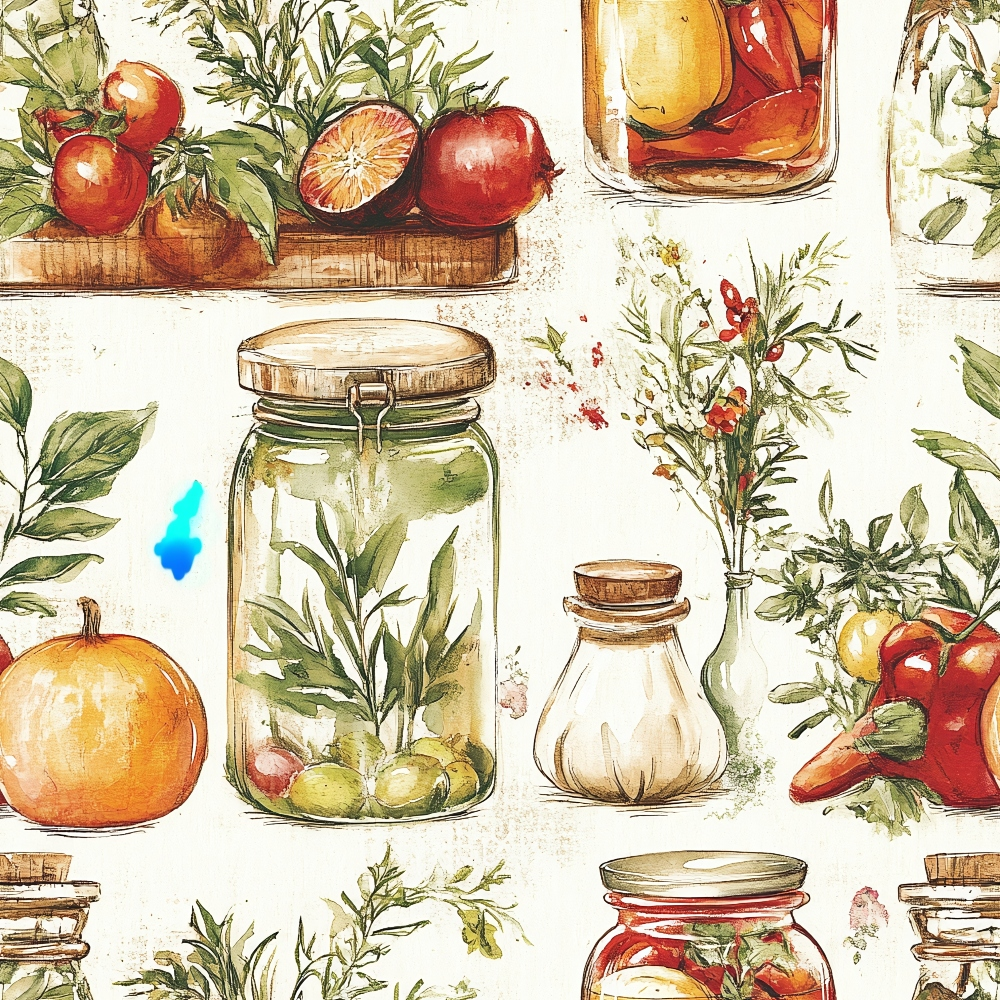 Vintage Kitchen Ingredients Pattern 11 Quilting Cotton Fabric