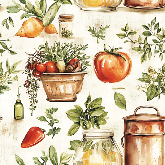 Vintage Kitchen Ingredients Pattern 12 Quilting Cotton Fabric